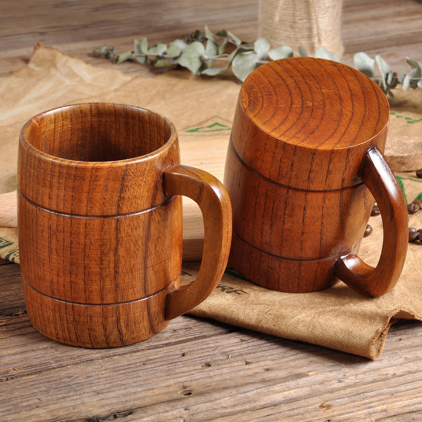 Rustic Beer Mug with Ear Handles – Crafted from Jujube Wood - Cloud Eight