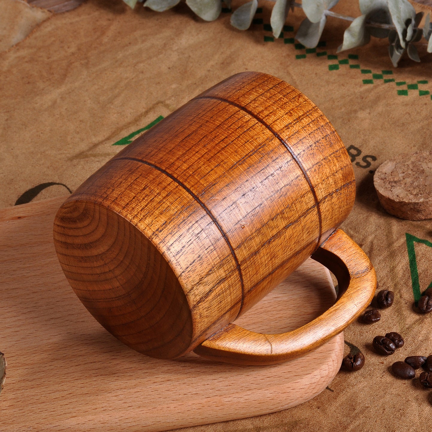 Rustic Beer Mug with Ear Handles – Crafted from Jujube Wood - Cloud Eight