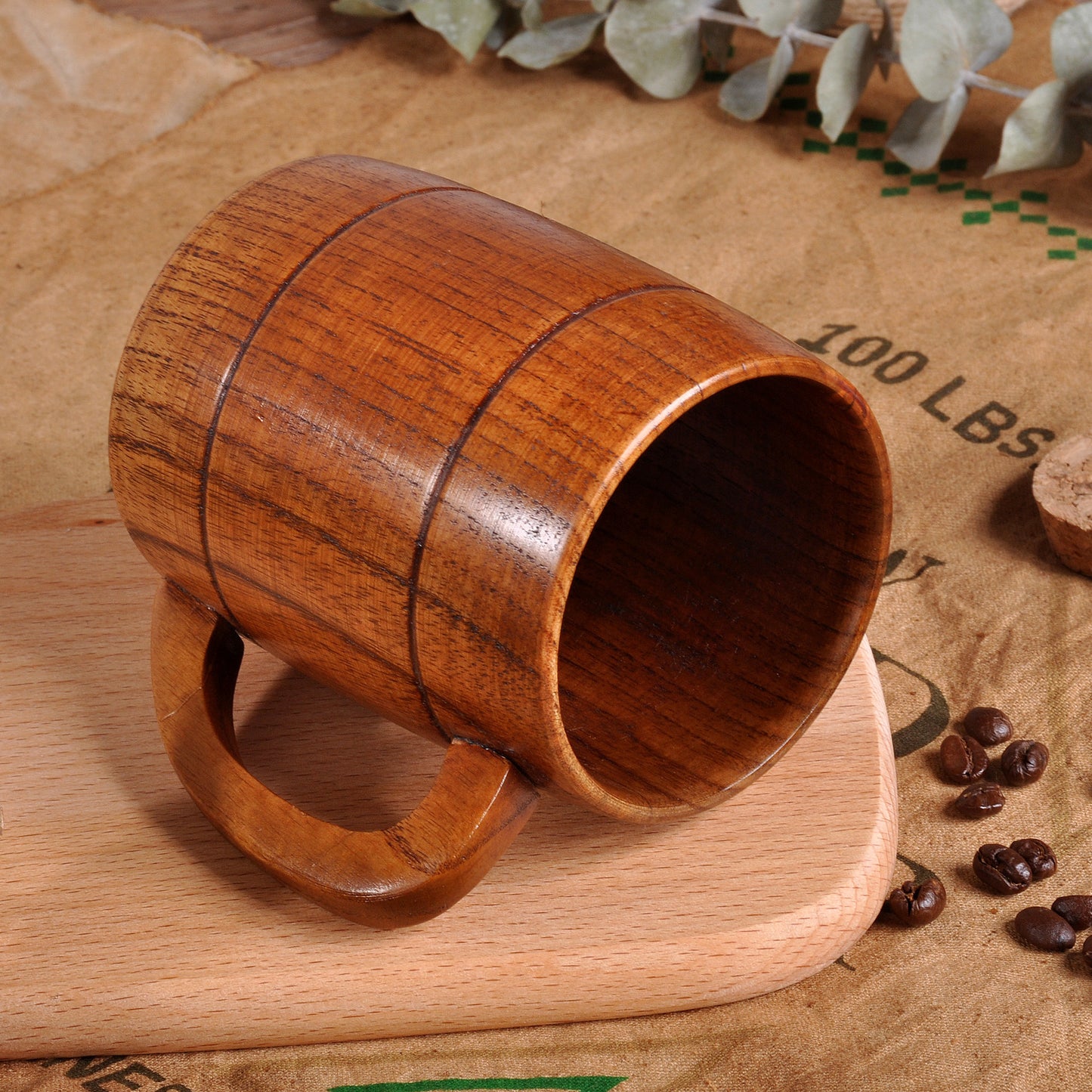 Rustic Beer Mug with Ear Handles – Crafted from Jujube Wood - Cloud Eight