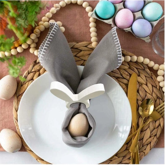 BunnyHop: Wooden Easter Bunny Napkin Ring Holder for Festive Tables - Cloud Eight